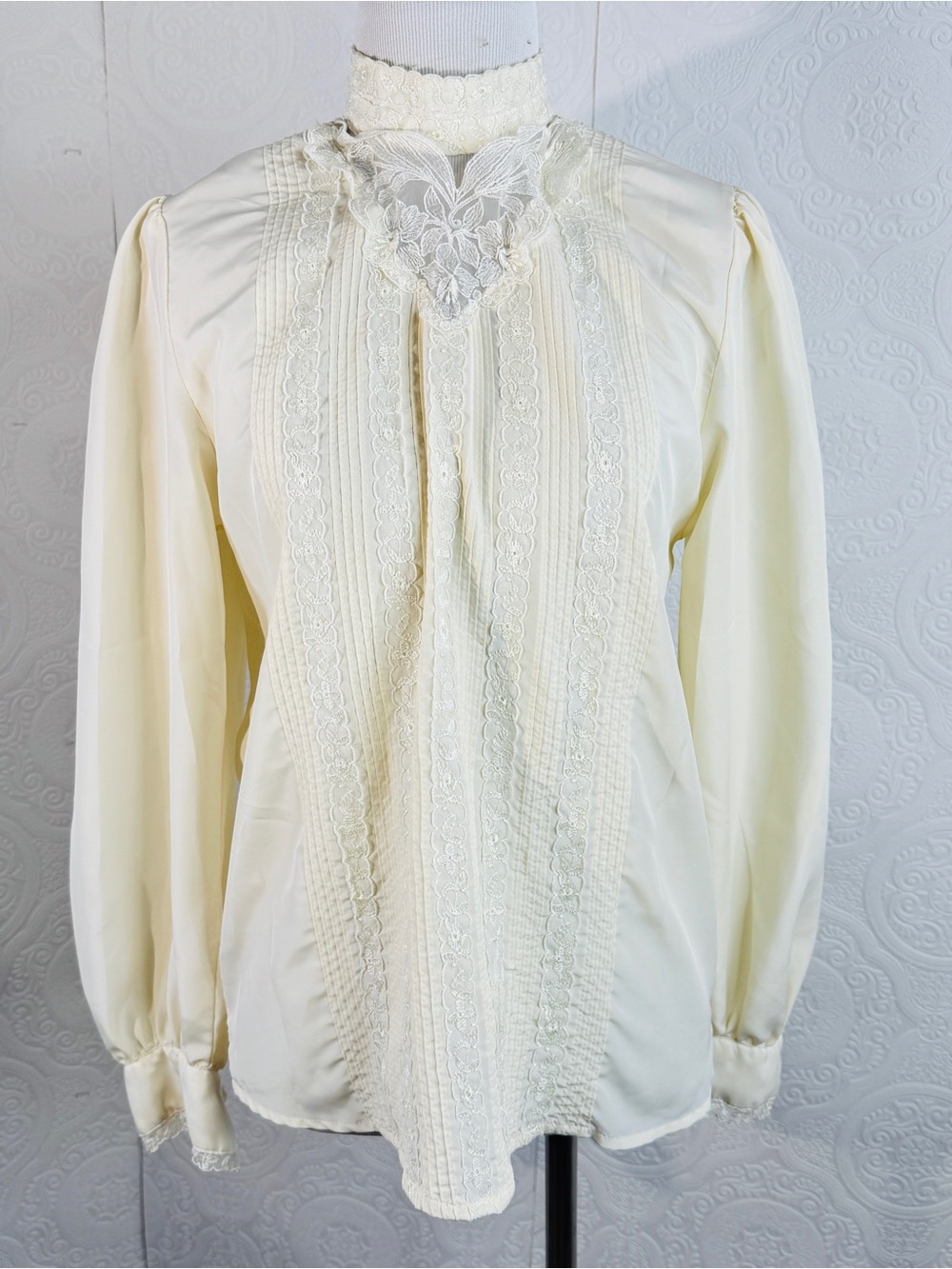 Vintage Susan Hutton Sz 6 S Victorian Lace High Neck Blouse Romantic Cottagecore